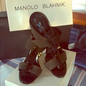 Manolo Blanhink, Wedge Elastic Stretch Sandals - image 1